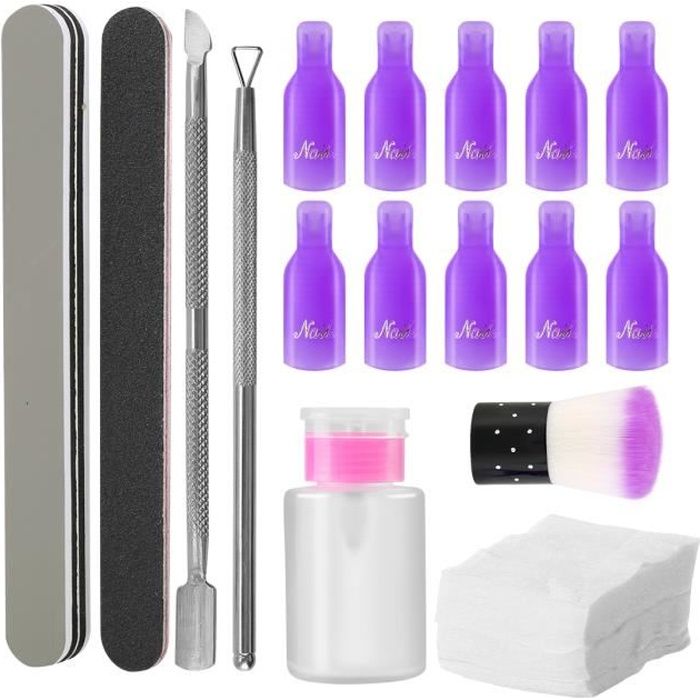 17 Pcs-Lot dissolvant de vernis Gel Nail Art pistolets UV ongle dégraissant Wrap polonais outil Nails Remover décoller Cap pince