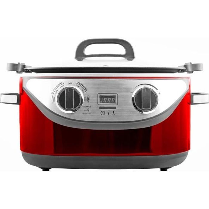 KITCHEN COOK - COOKOTTERED - Multicuiseur 8 en 1 - 5,6L - 1350W - 120-220°C - Inox Rouge