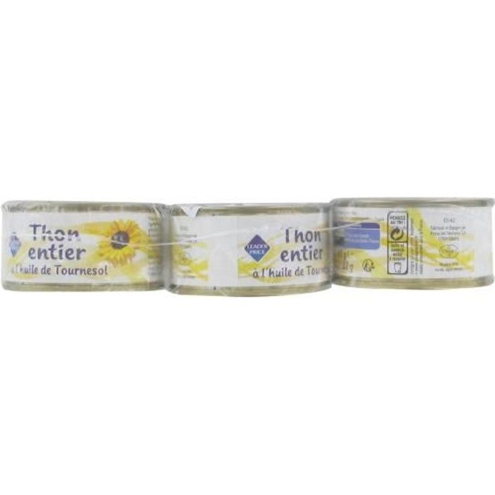 Thon entier à l'huile de tournesol - 156g DLC 31/12/2025