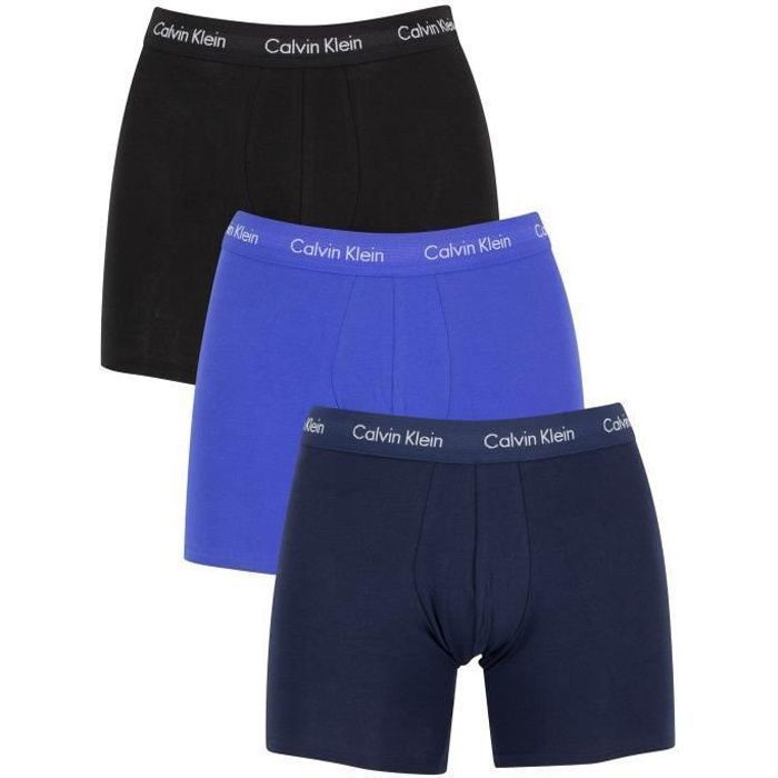 Calvin Klein Homme Lot de 3 boxers en coton extensible, Bleu