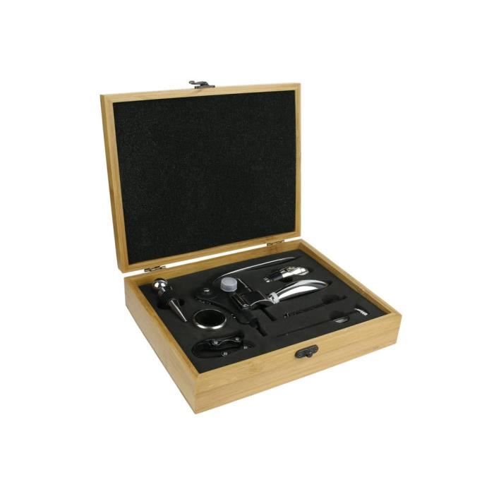 Coffret de service vin œnologie - Fibre Bois Naturel - 7 Pcs