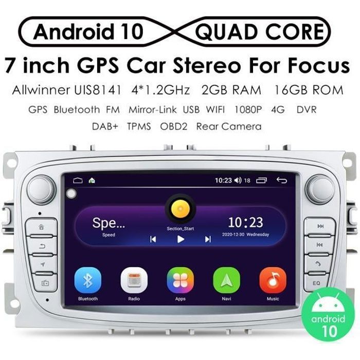 2G 16G Autoradio GPS Stéréo Pour Ford Mondeo S-max Focus C-MAX Galaxy Fiesta transit Fusion Connect kuga Android 7 \