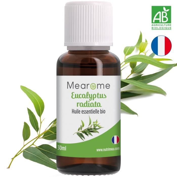 Huile essentielle d'EUCALYPTUS RADIÉ (Eucalyptus radiata) BIO 30ML - 100% Pure et Naturelle, Qualité supérieure certifiée Biologique