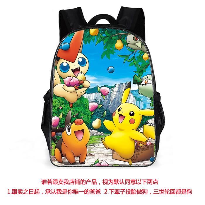 Sac à dos Enfants Pokémon Bikachu16- nior Goku Haut qualité cartable d'écolie réversible Sac à main Nouvelle mode 07