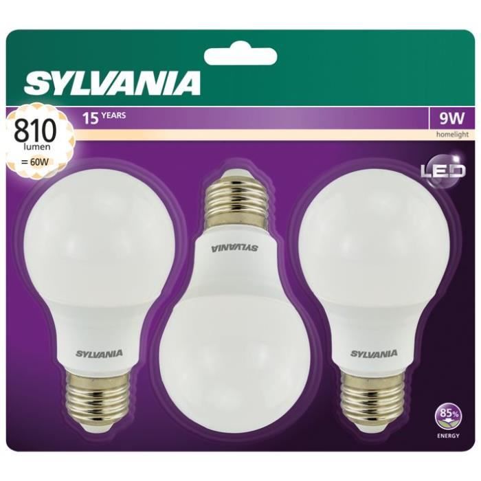 SYLVANIA - Toledo standard 810 lms E27 2700k Lot de 3