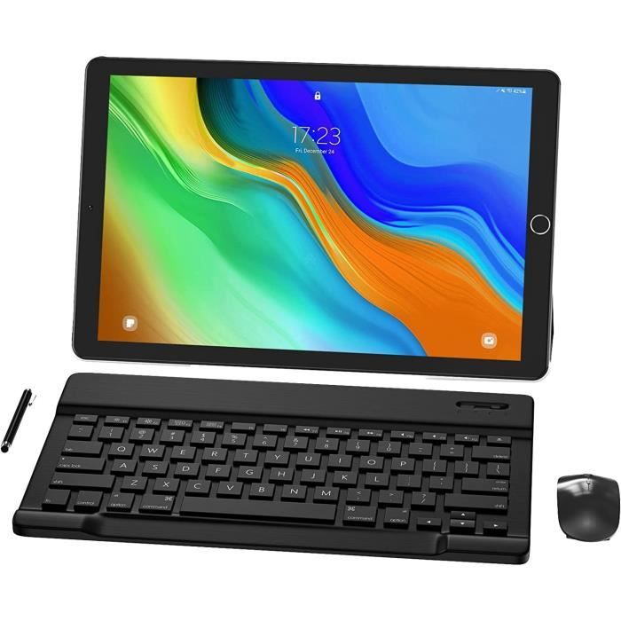 4G Tablette Tactile 10 Pouces - YUMKEM G12 Android 9.0 4Go RAM, 64Go Stockage, Quad-core, Clavier Qwerty, Noir