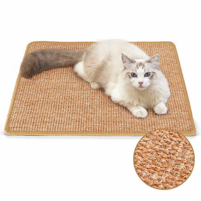 Tapis Griffoir pour Chat, 60 x 40 cm,Antidérapant et résistant à l'usure Sisal Naturel, Protège Les Meubles et Les Canapés