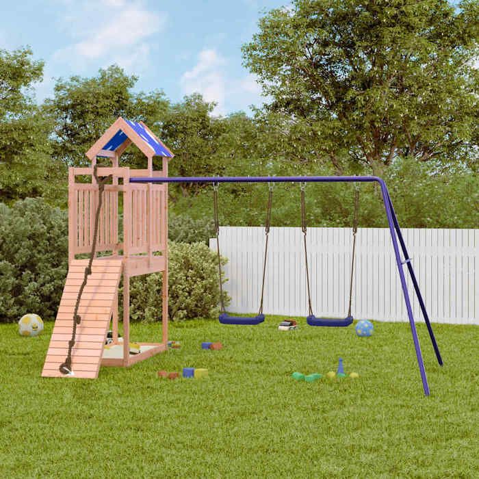 vidaXL Aire de jeux dextérieur bois massif de douglas ensemble de jeu ensemble de jeu en bois ensemble de terrain de jeu