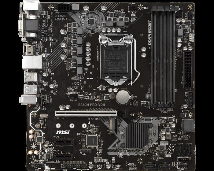 Carte mère MSI B360M PRO-VDH Intel B360 LGA 1151 4xDDR4 SDRAM 64 Go Micro ATX - Msi