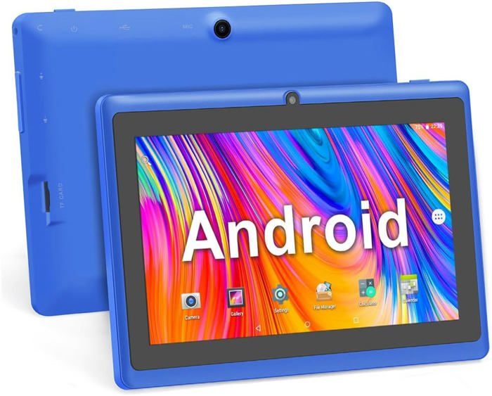 Haehne 7 Pouces Tablette Tactile Android 5.0 Quad Core Tablet PC 1Go RAM 8Go ROM Double Caméras WiFi Bluetooth Bleu