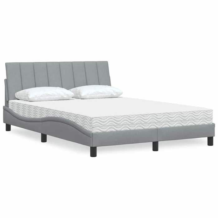 vidaXL Lit avec matelas Hanko gris clair 140x190 cm tissu 3310524