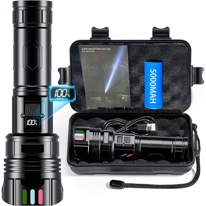 Lampe Torche LED Militaire Ultra Puissante 120000 Lumens 5 Modes Dclairage Lampe Torche LED Ultra Puissante tanche LAMPE ELECTRIQUE