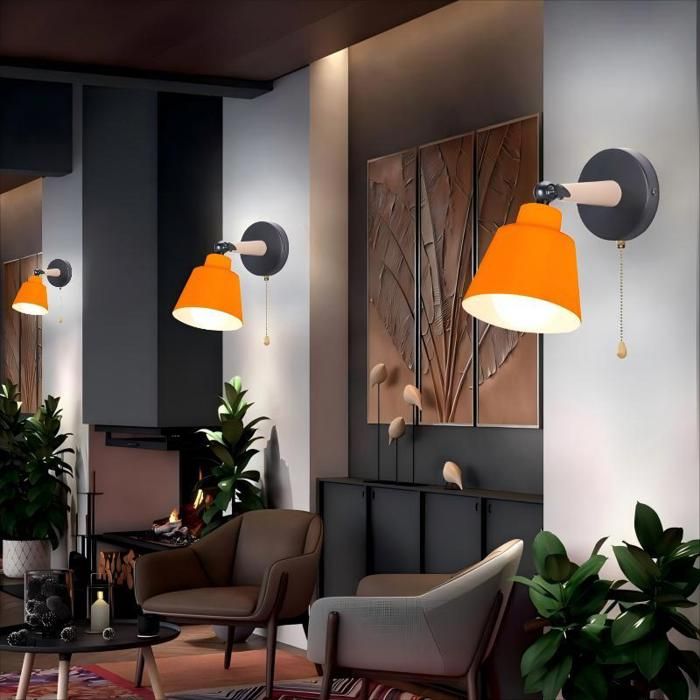 WOTTES 3 Packs Applique Murale Vintage Industrielle Luminaire en Métal Orange Lampe avec dinterrupteur Interieur pour Couloir