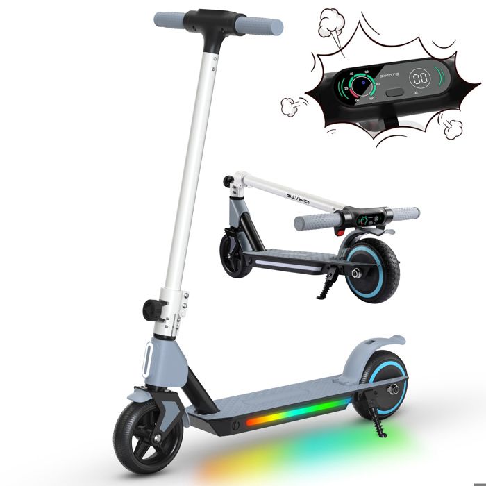 Trottinette Électrique Enfant KHHK - 130W, 14 Km/h, Autonomie 8 Km, Pliable, Double Amortisseur, 6-14 Ans