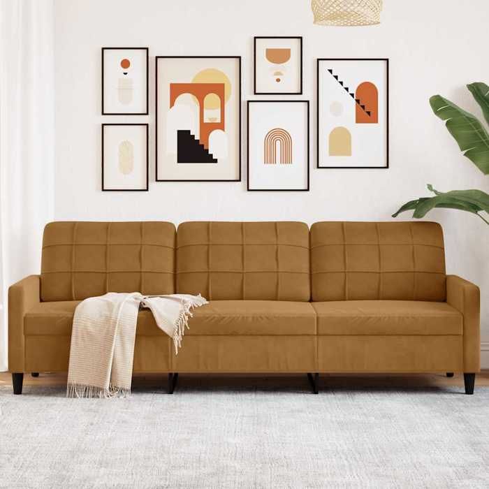 vidaXL Canapé à 3 places Marron 210 cm Velours 4007651