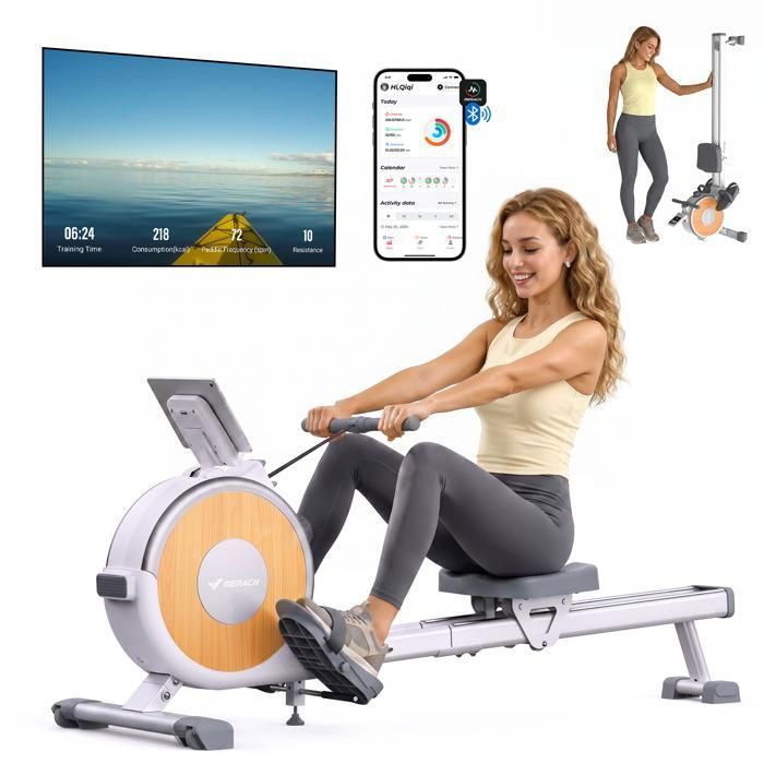 Rameur D'appartement Magnétique - 16 Niveaux Résistance, Pliable, écran LCD, Silencieux - Cardio Et Musculation - 2