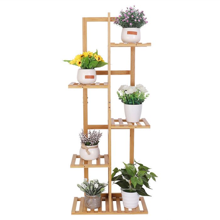 YIXNSW Support De Plantes En Bambou Réglable - Support Pot De Fleurs Métal Noir 24-38 Cm