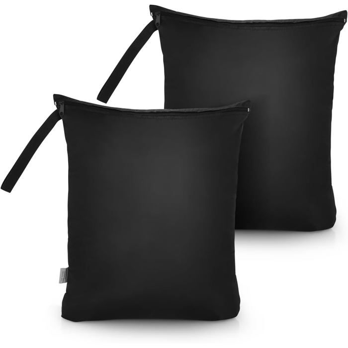 Lot de 2 sacs étanches pour linge sale réutilisables à fermeture éclair (40 x 50 cm)