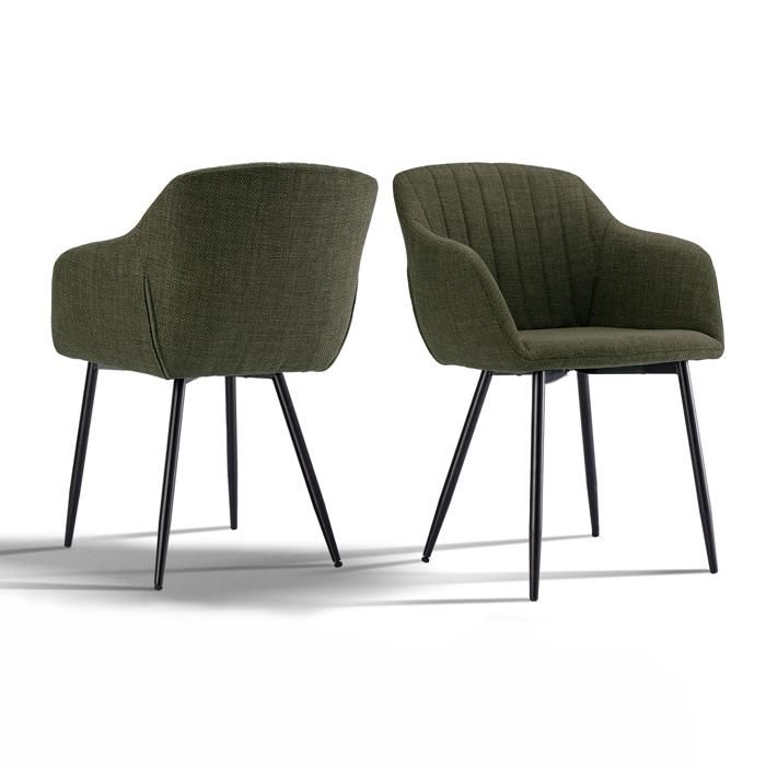 Goeurvant Chaises de salle à manger avec assise large et accoudoirs confort minimaliste - Lot de 2 - Vert de pré