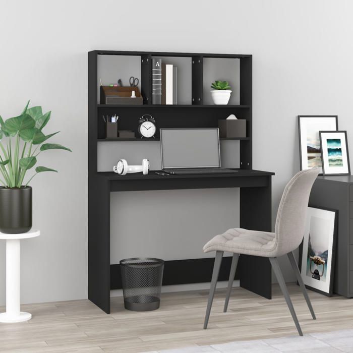 Bureau - Espace rangement optimalBureau avec étagères Noir 102x45x148 cm - Bois dingénierie Soldes96873