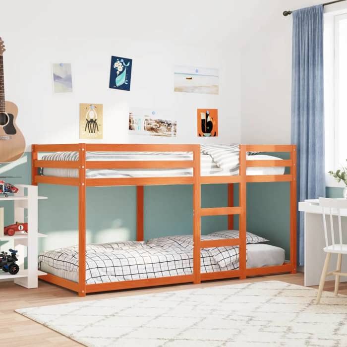 CHIC Lit adulte 1 place - 90x200 cm Lit superposé cire marron 90x200 cm pin massif #Sara70791