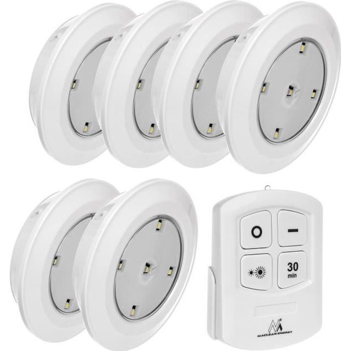 Lampe LED sans fil - Maclean - MCE165 - Télécommande incluse - 6 pièces