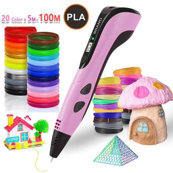 Filament PLA 5M 20 couleurs pour stylo 3D enfants, écran LCD, peinture ...