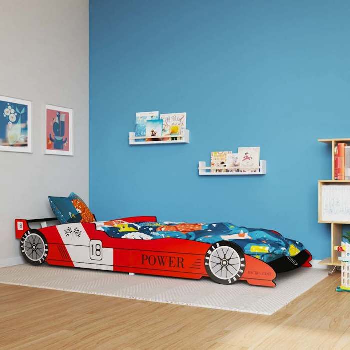 Bonne qualité - Lit voiture de course pour enfants 90x200 cm - haut de gamme - Rouge9587