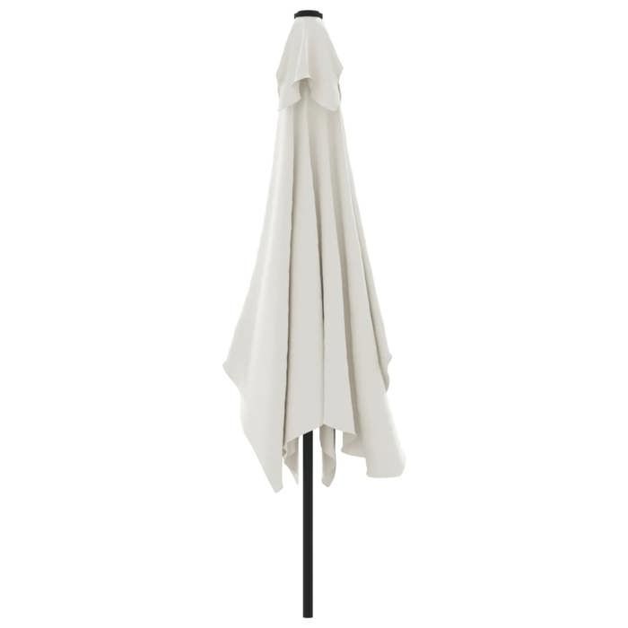 Parasol rectangulaire de jardin - WIENS - 200x300 cm - Blanc sable - Polyester anti-UV - Mât en acier - Pliable