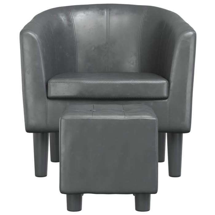 Gris Fauteuil de relaxation - SOLOMON - 1 PLACE - CHAISE TV - avec repose-pied - gris similicuir FF264