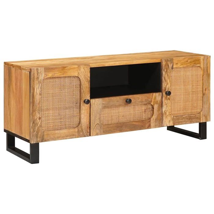 Meuble TV en bois de manguier - vidaXL - 105x335x46 cm - Marron - Bois de manguier massif - 1 tiroir