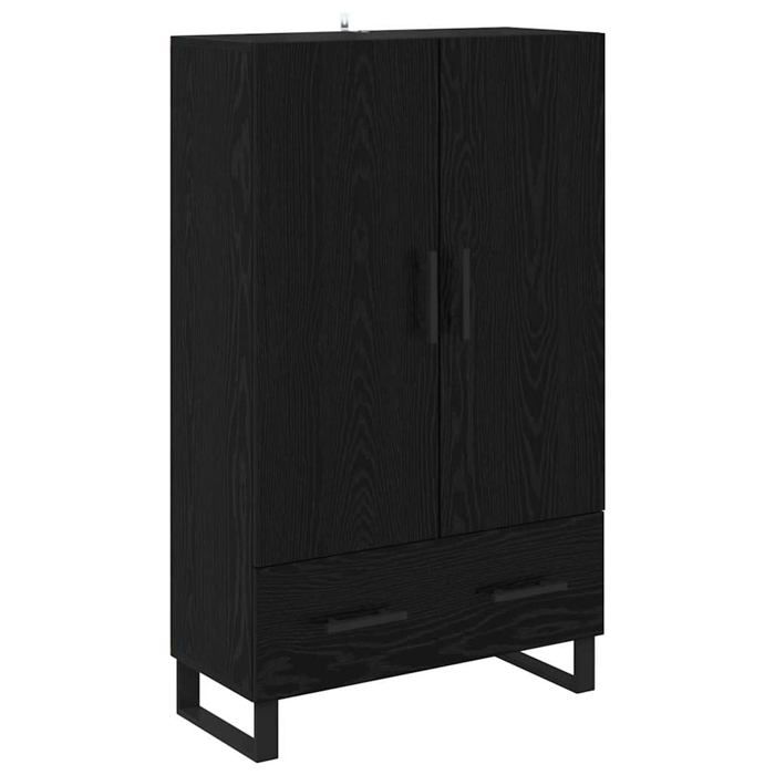 Armoire haute en bois dingénierie - vidaXL - Chêne noir - 69 5 x 30 x 115 cm - Avec tiroir - 2 portes