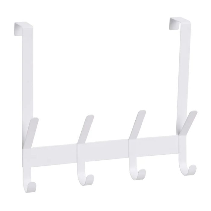 Porte-manteau pour Porte Crochet Patère Porte à suspendre avec 4 Crochets en métal Blanc-Longueur 32 X Profondeur 5 X Hauteur 28 cm