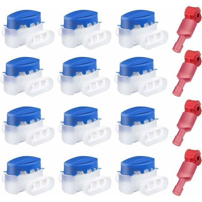 Connecteurs de fils étanches - PZCC - Lot de 12 - 3 trous - Remplis de gel - 4 bornes