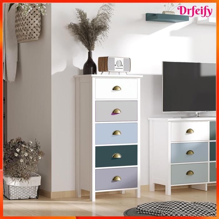 Chiffonnier / commode - AKOZON - 7866 - 5 tiroirs - MDF - Multicolore