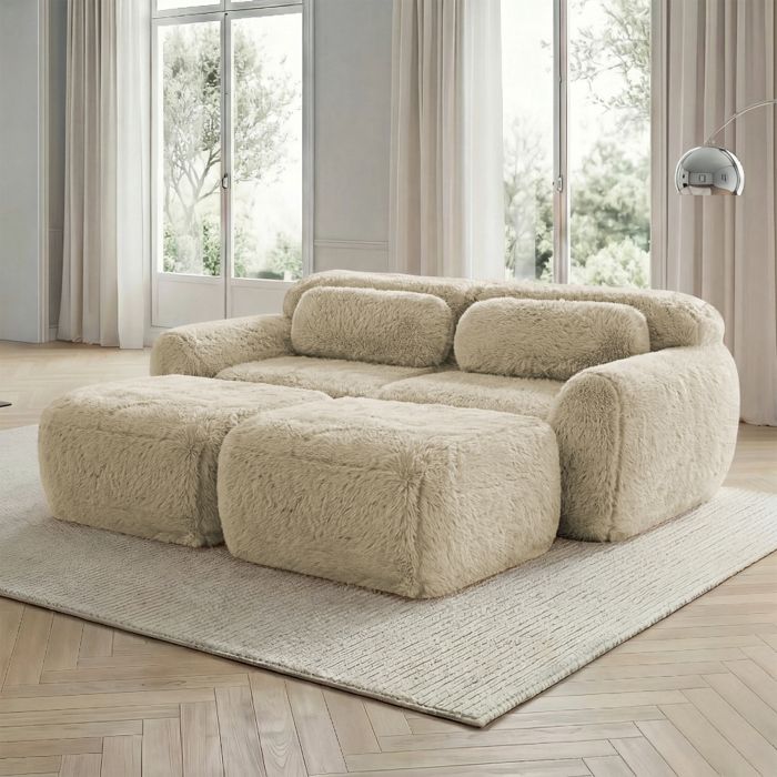 Canapé Compressé dangle convertible -Canapé lit en forme de U 2 places - design modulaire sans cadre -Khakipour salonchambre