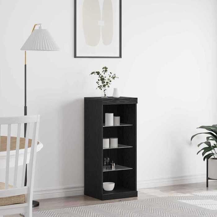 Buffet - Bahut/Commode couloir Noir Magnifique Buffet LED - pour Rangement - Chêne noir 41x37x100cm - bois dingénierie CL7847439
