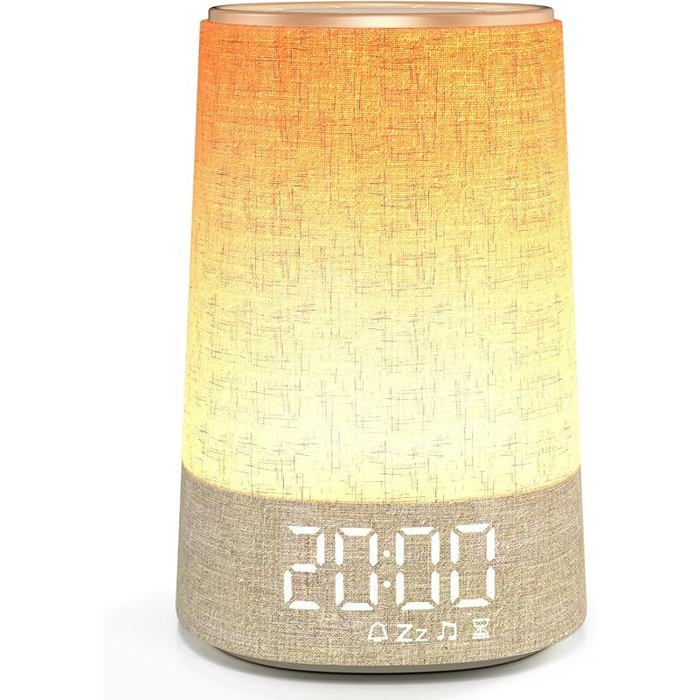 Réveil Lumineux Simulate Aube Lampe de Reveil avec 7 Sonneries 30 Sons Natels Snooze Minute Réveil Matin s Blanc
