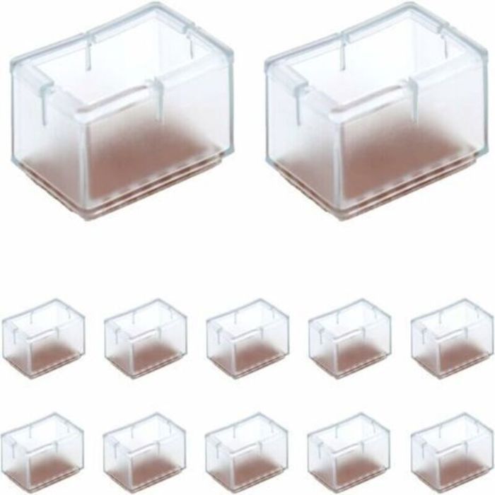 Patins pour pieds de chaise - ZOR - Rectangle silicone - Lot 12 - Largeur 24-30 mm - Longueur 39-47 mm