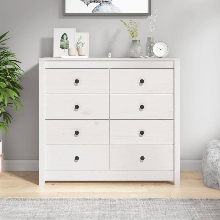 Armoire latérale - 1 PC - Commode/Cabinet Salon - Blanc 100x40x90 cm Bois de pin massif A10468