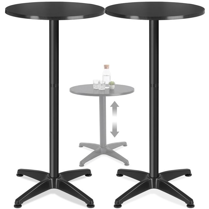 Table de bistrot - TECTAKE - table de café - frédéric - résistant aux intempéries réglable plateau mdf - 67x67x70-110 cm - noir