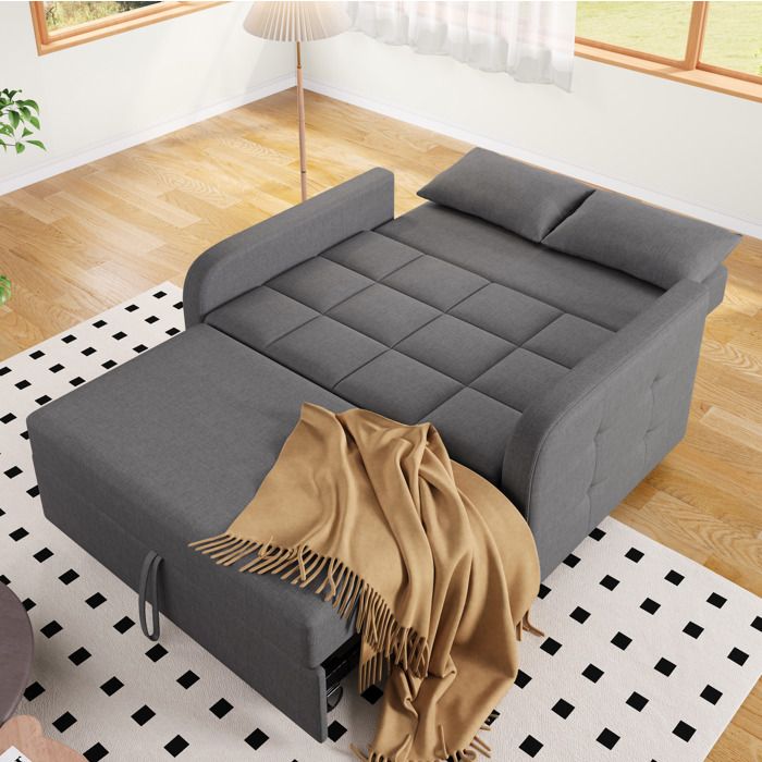 Maisentiel canapé-lit convertible 2 places gris dossier réglable 3 positions 127 x 75 x 94 cm