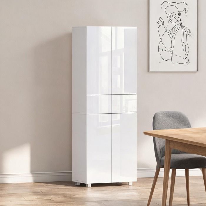Buffet Bahut Enfilade en MDF Blanc laqué 60 x 35 x 170 cm
