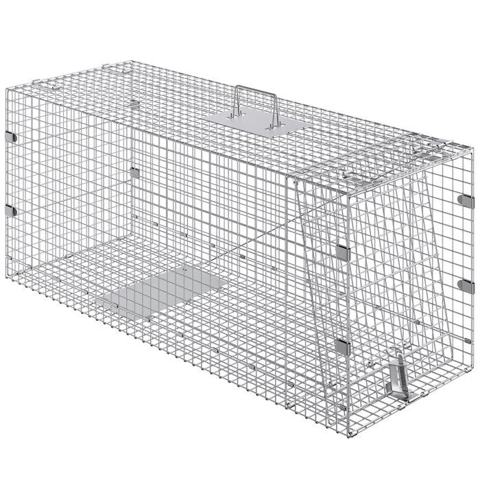 Piège à animaux 1067x406x457mm cage pliable galvanisé capture sans douleur - Argent