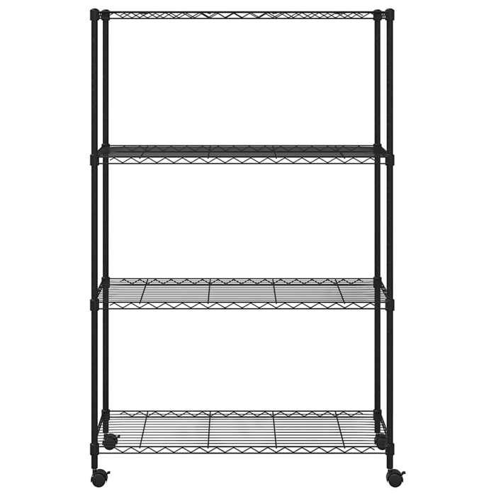 Magnifique Étagère de rangement 4 niveaux et roues 90x35x137cm Noir 200 kg - design polyvalent - pour maison - Noir 8.35 kg 2026_840