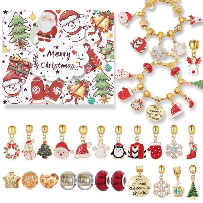 Calendrier De L'Avent Bracelets Pour Adolescentes - 24 Bijoux Surprises, à Assembler Soi-même, Cadeau Noël