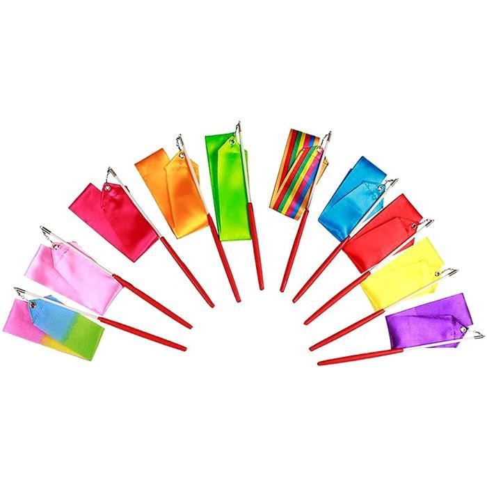Rubans De Danse Rythmique - Lot De 5, Longueur 2 M, Avec Bâton, Pour Gymnastique, Spectacles, Enfants
