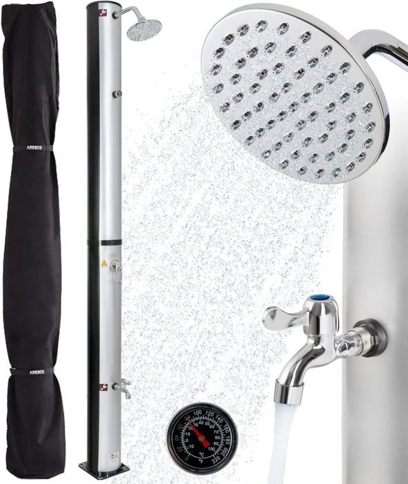 arebos 37 l douche solaire de jardin camping piscine douche exterieur solar shower avec thermometre cdiscount jardin