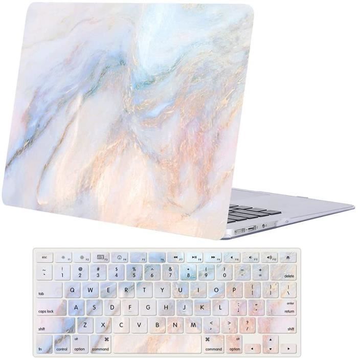 Coque Compatible avec MacBook Air 13 Pouces 2020 2019 Plastique Coque Rigide Housse Protection Clavier Marbre Bleu Rose 730 Cdiscount Informatique