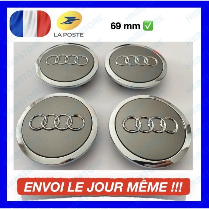 4X CACHE MOYEU CENTRE DE ROUE Pour AUDI GRIS 69MM Embleme Logo Insigne  Jante - Cdiscount Auto